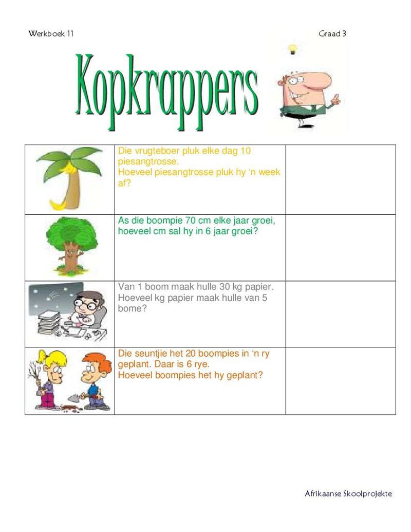 Graad 3 Werkboeke en Antwoorde